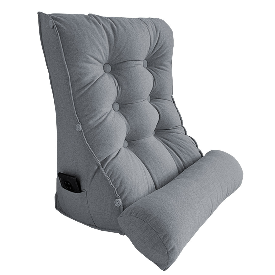 45cm Silver Wedge Lumbar Pillow