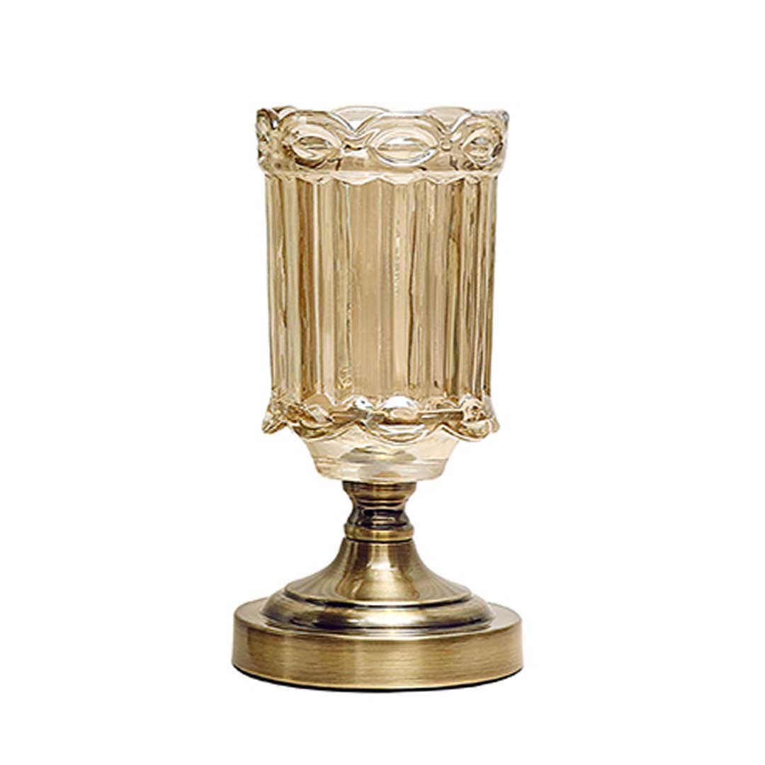 25cm Transparent Glass Vase with Metal Base