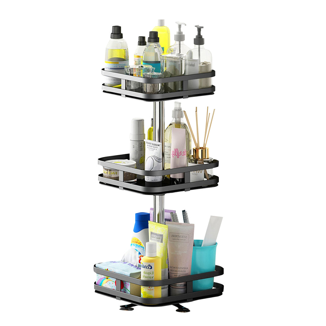 3 Tier Black Square Multi-Function Kitchen Seasoning Organiser Shelf