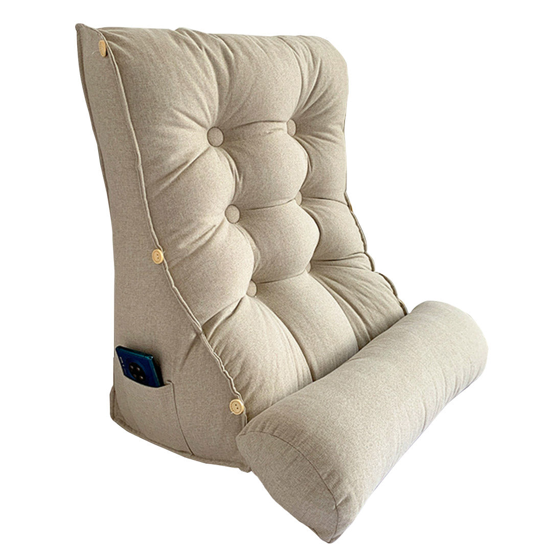 45cm White Wedge Lumbar Pillow