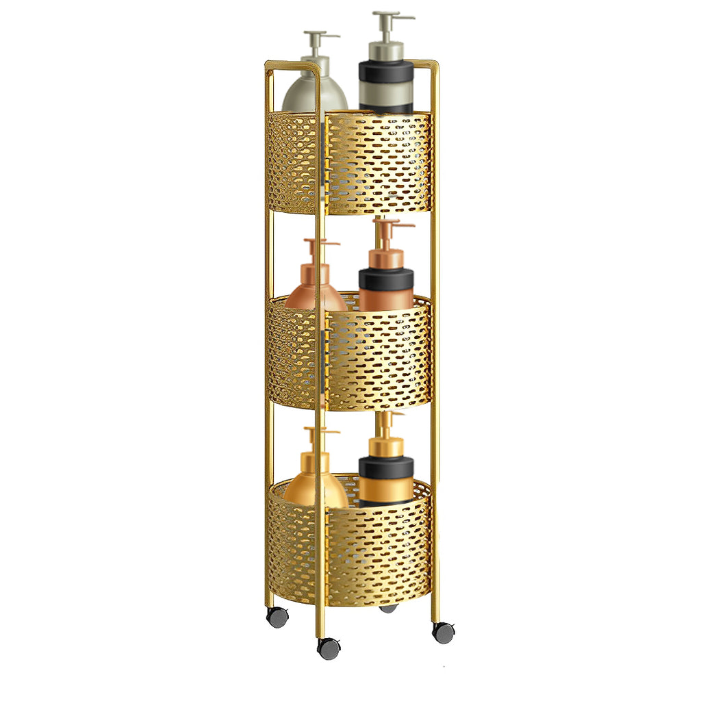 3 Tier Bathroom Shelf Multifunctional Display Rack with Wheels