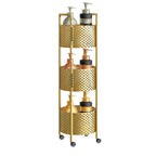 3 Tier Bathroom Shelf Multifunctional Display Rack with Wheels