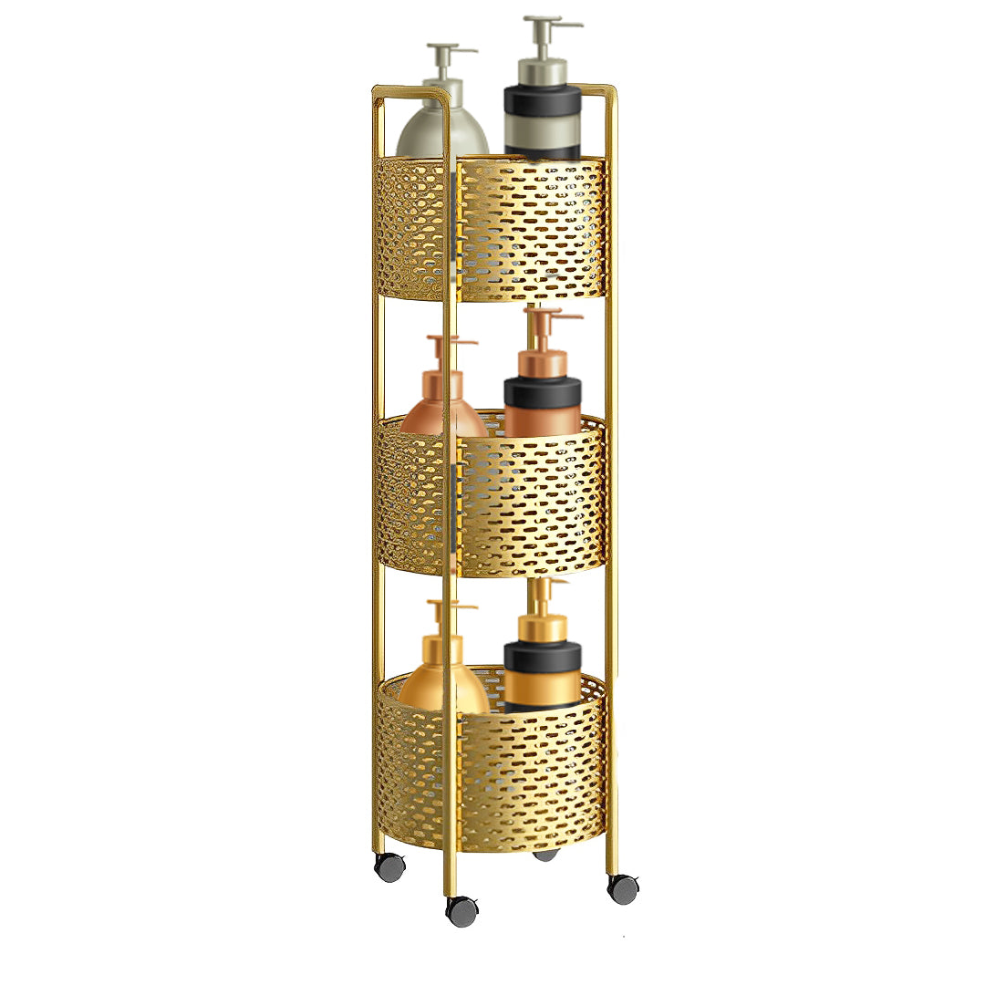 3 Tier Bathroom Shelf Multifunctional Display Rack with Wheels