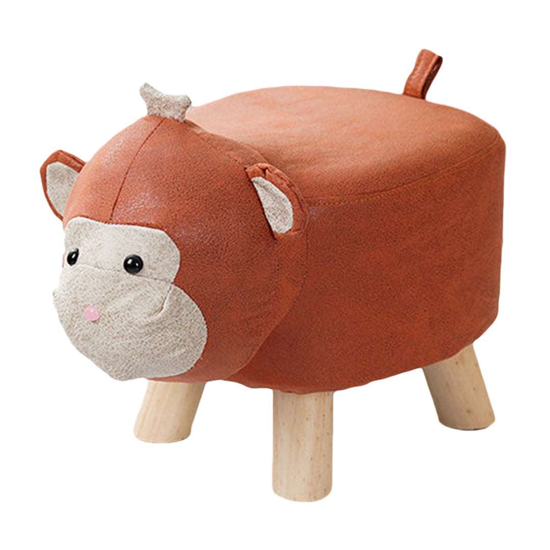 Orange Kids Ottoman Stool Monkey Character Bench Seat