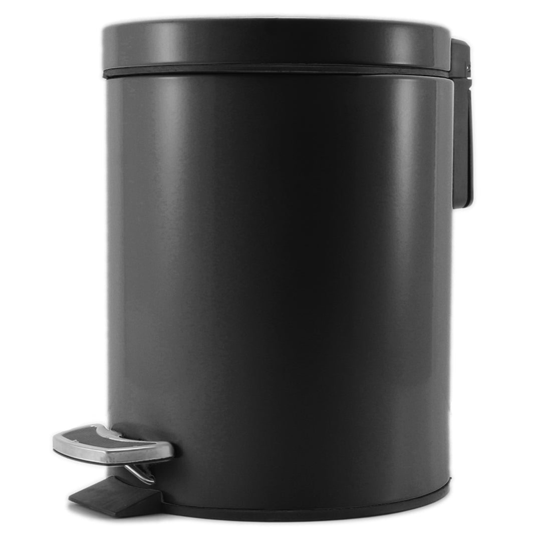 Foot Pedal Stainless Steel Trash Bin Round 12L Black