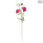 12 Heads Artificial Silk Rose Bouquet Dark Pink