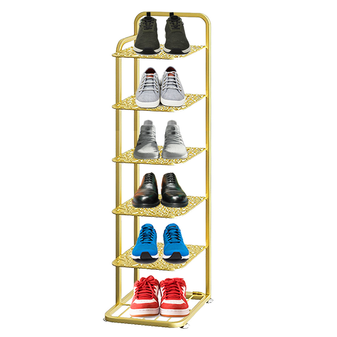 6 Tier Gold Plated Metal Shoe Rack Organiser