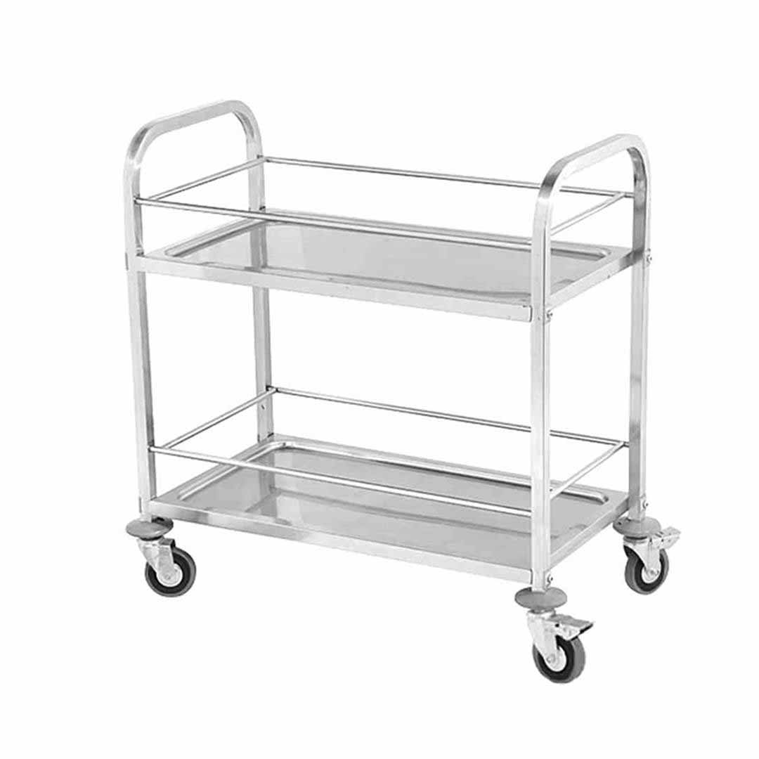 2 Tier Stainless Steel Utility Cart 95x50x95cm Large