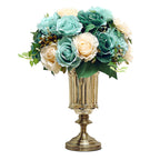 SOGA 25cm 28.5cm Transparent Glass Flower Vase with Blue Flower Set