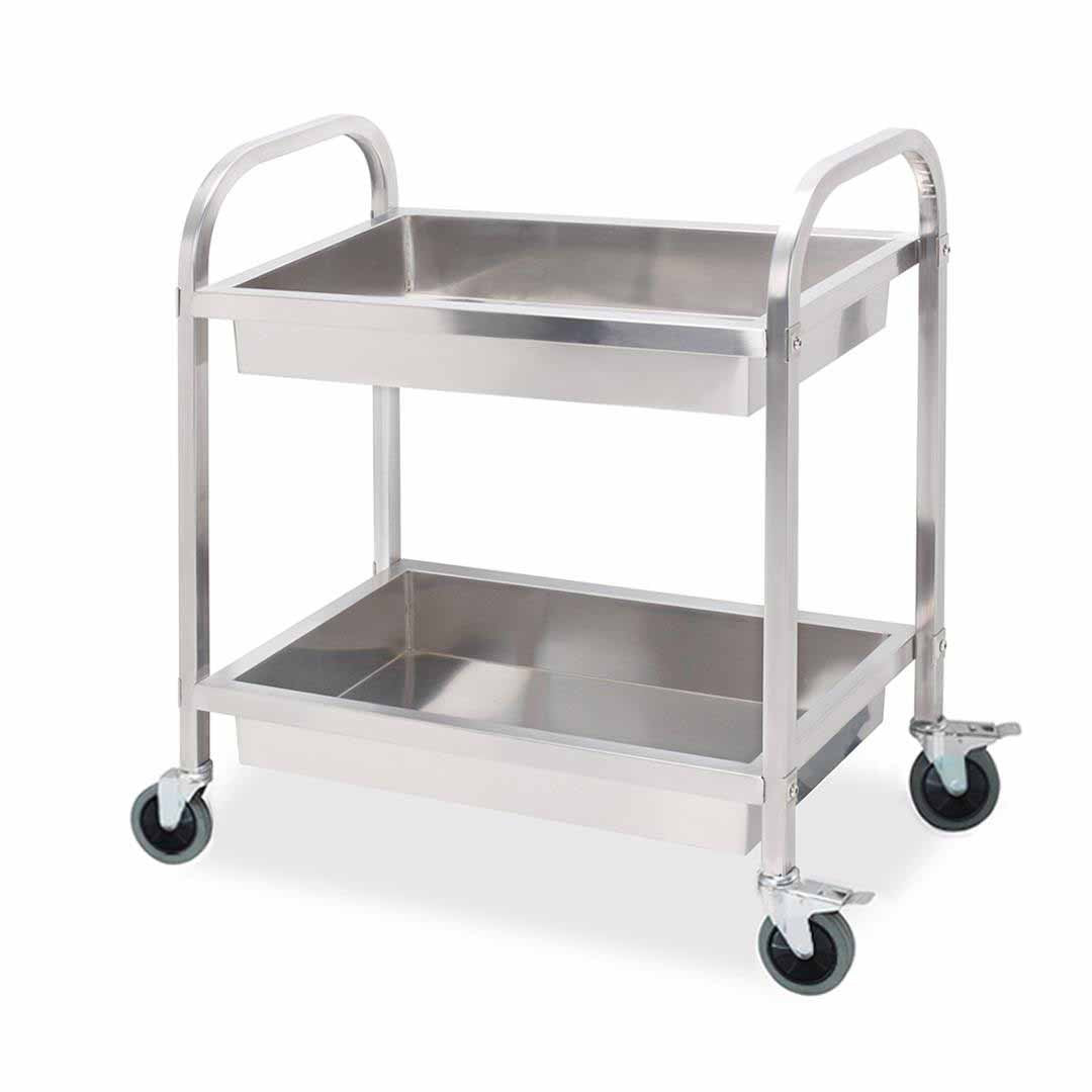 2 Tier Stainless Steel Utility Cart 75×40×83cm Small