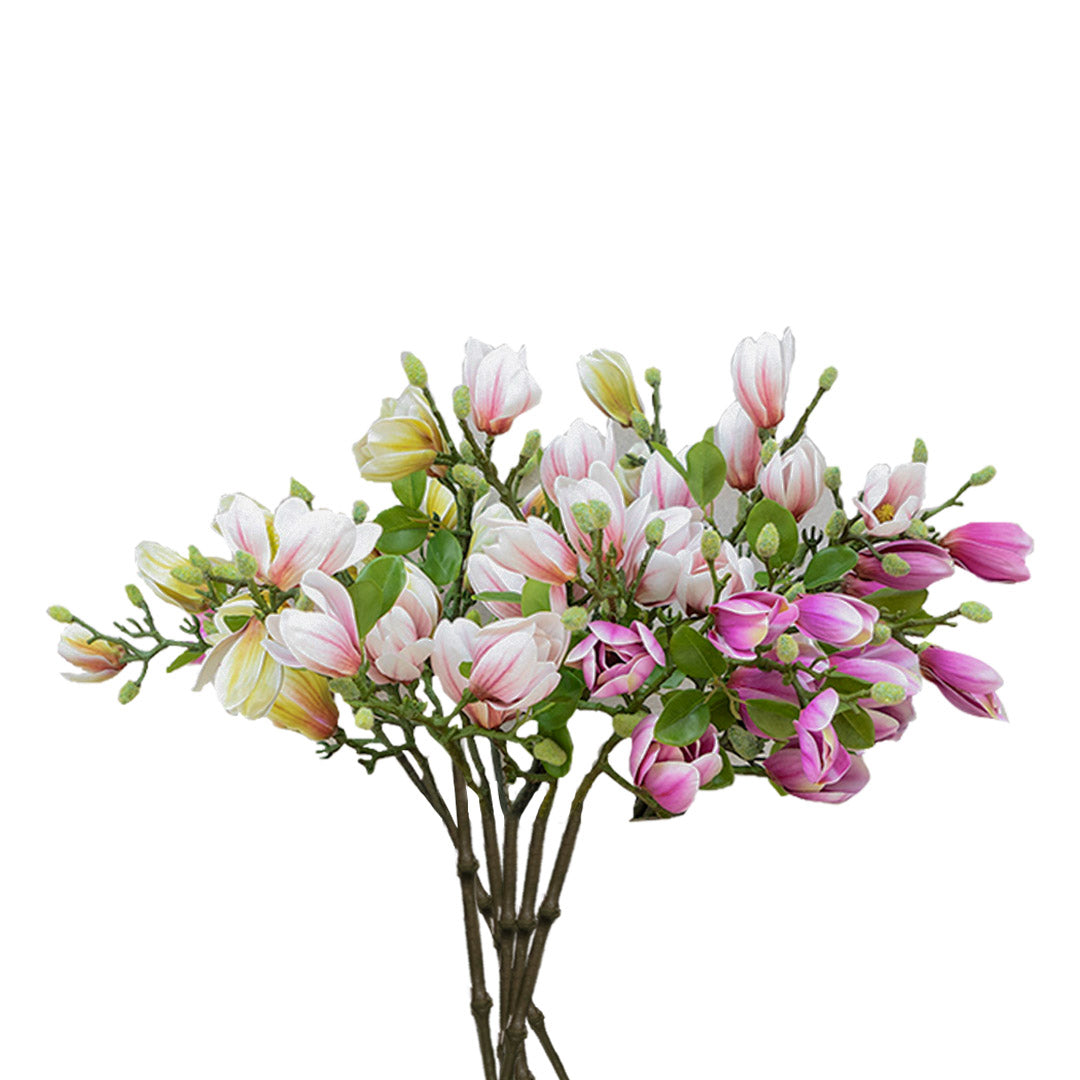 6 Bunch Artificial Magnolia denudata 4 Heads Purple