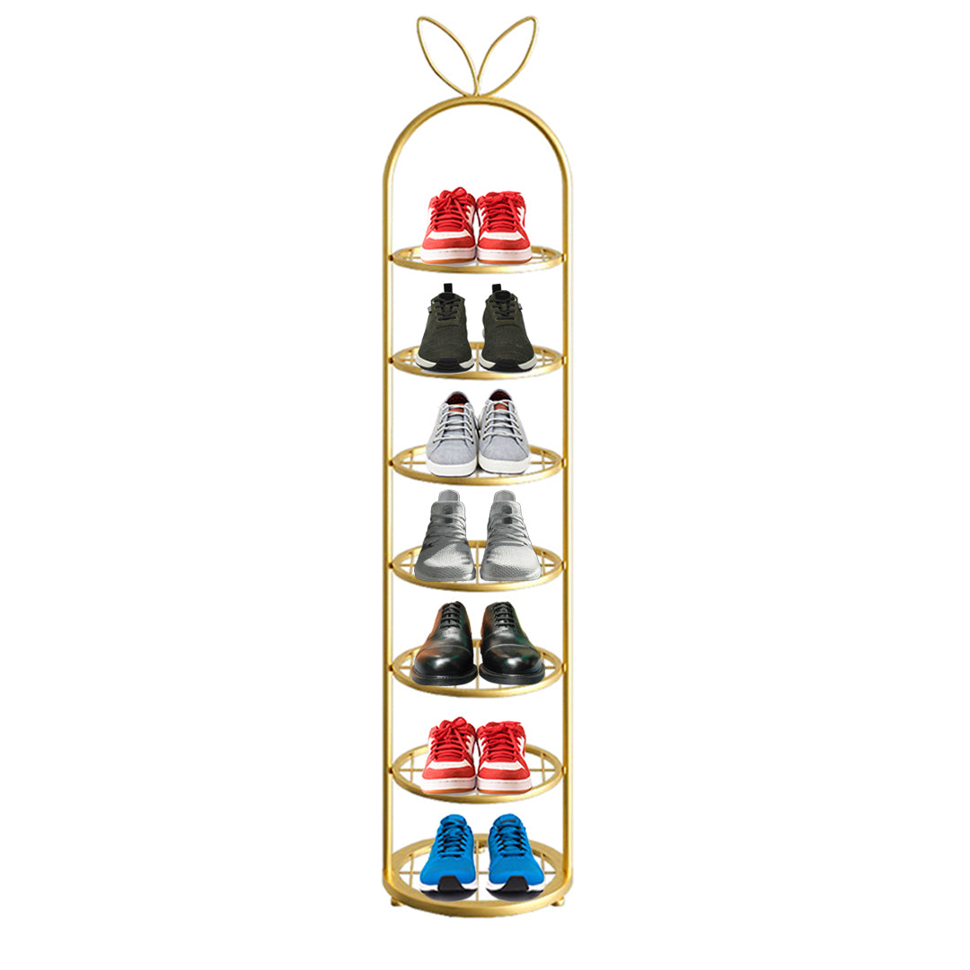 7 Tier Bunny Ears Shape Gold Plated Metal Shoe Rack Organiser