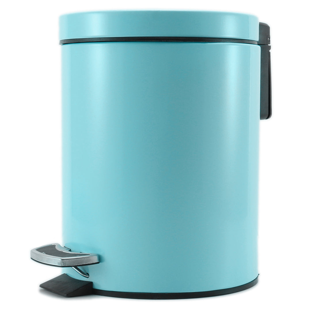 Foot Pedal Stainless Steel Trash Bin Round 12L Blue