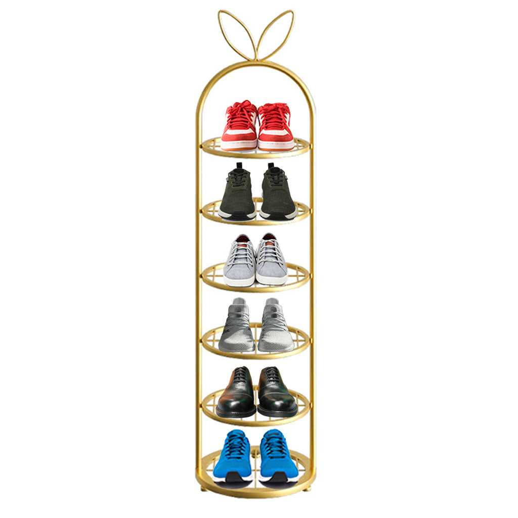 6 Tier Bunny Ears Shape Gold Plated Metal Shoe Rack Organiser