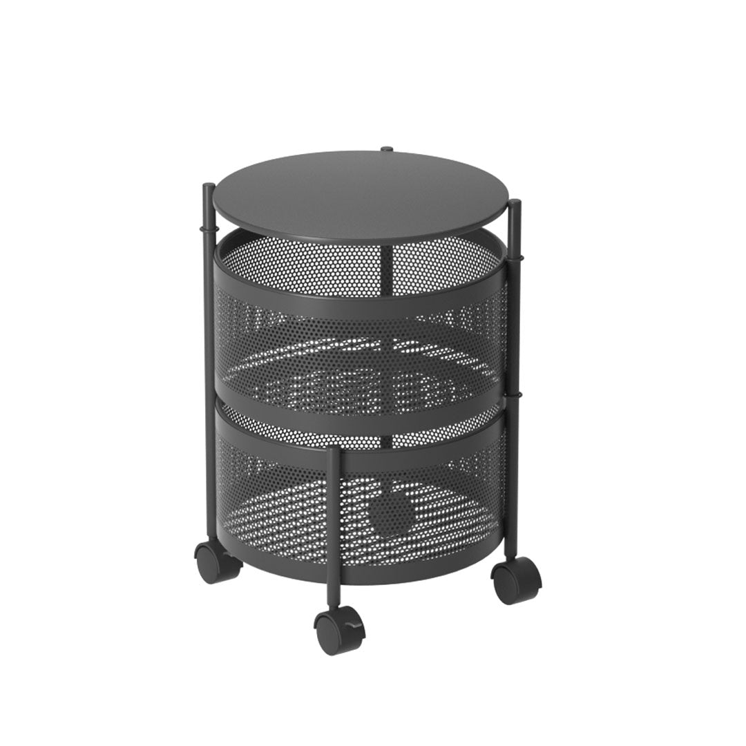 2 Tier Steel Round Rotating Kitchen Cart