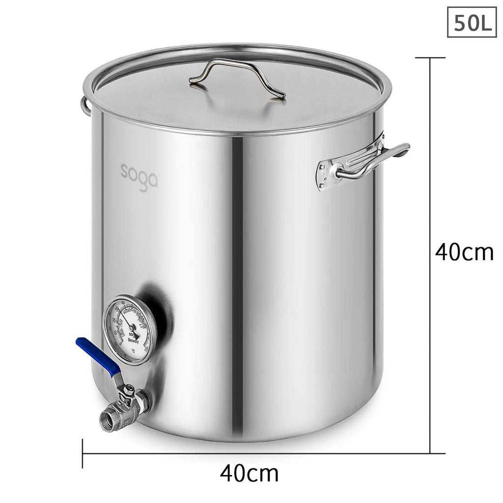 SOGA Stainless Steel 50L Brewery Pot 40*40cm