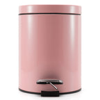 Foot Pedal Stainless Steel Trash Bin Round 12L Pink
