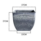 27cm Weathered Grey Square Resin Planter