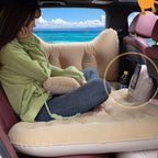 Beige Honeycomb Inflatable Car Mattress