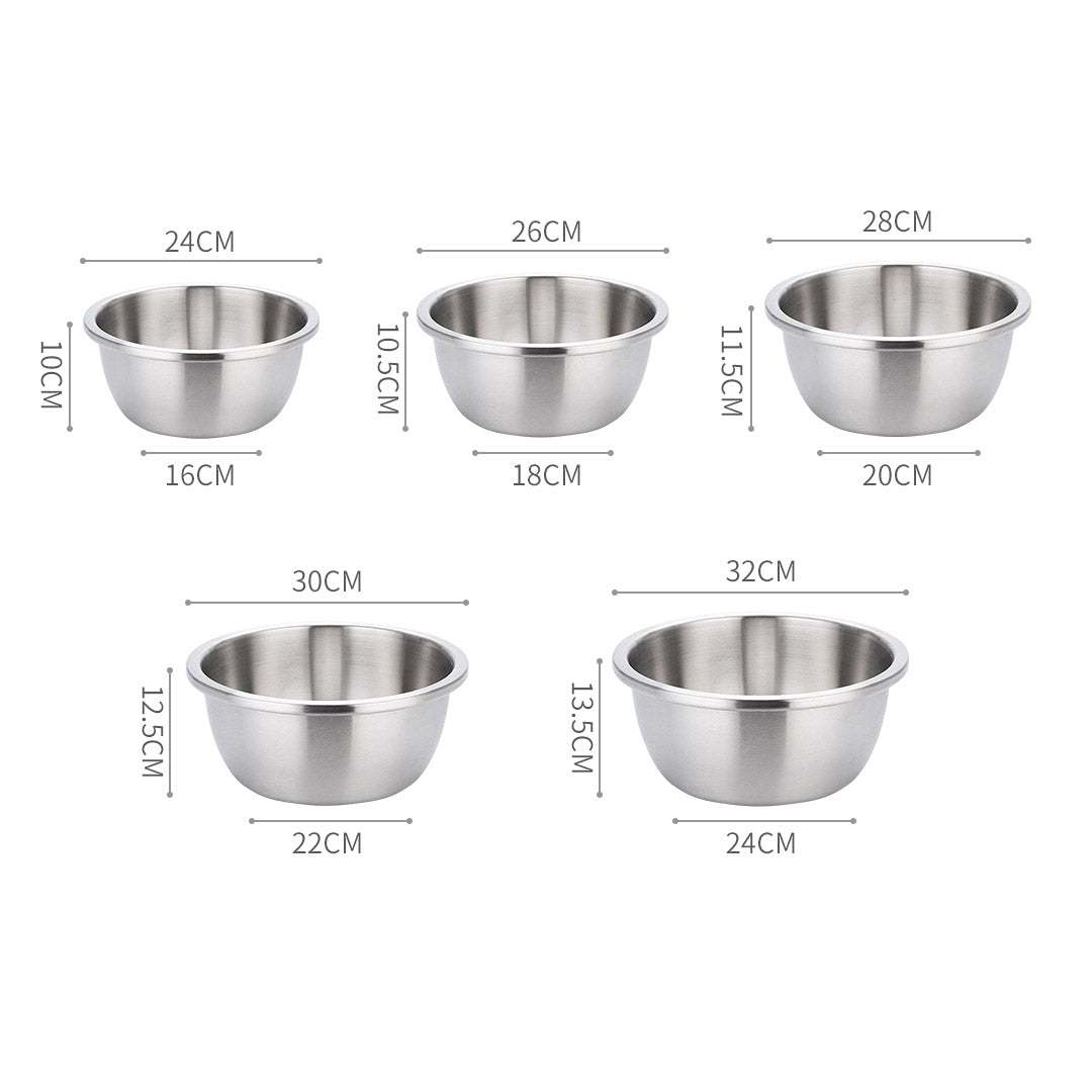 SOGA 5Pcs Matte Stainless Steel Mixing Bowl