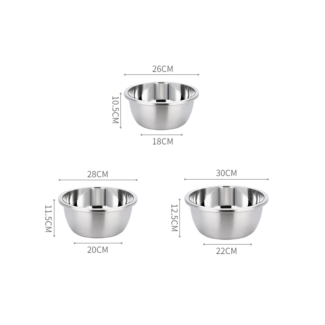 SOGA 3Pcs Polished Stainless Steel Mixing Bowl