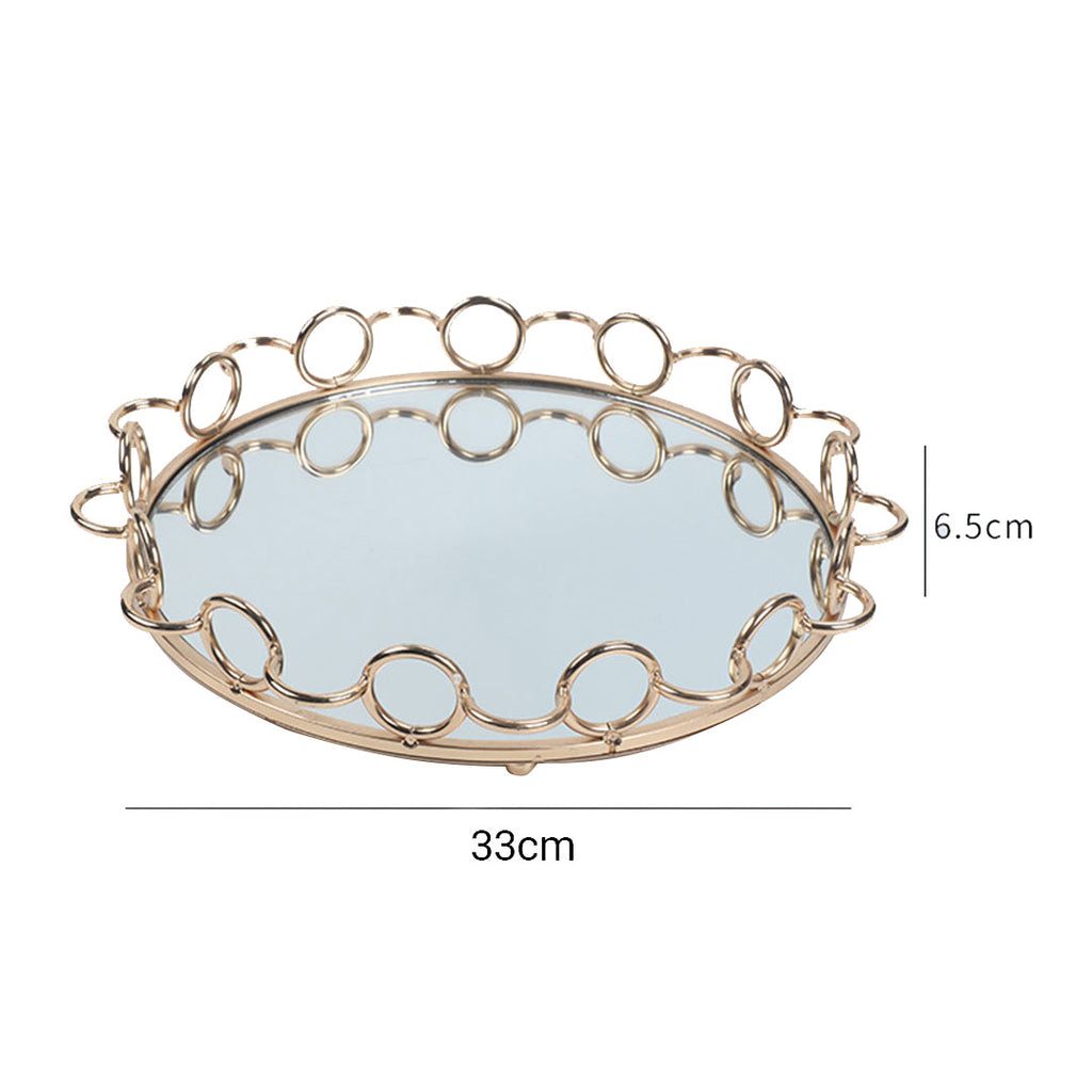 33cm Round Vanity Tray Organiser with Handles