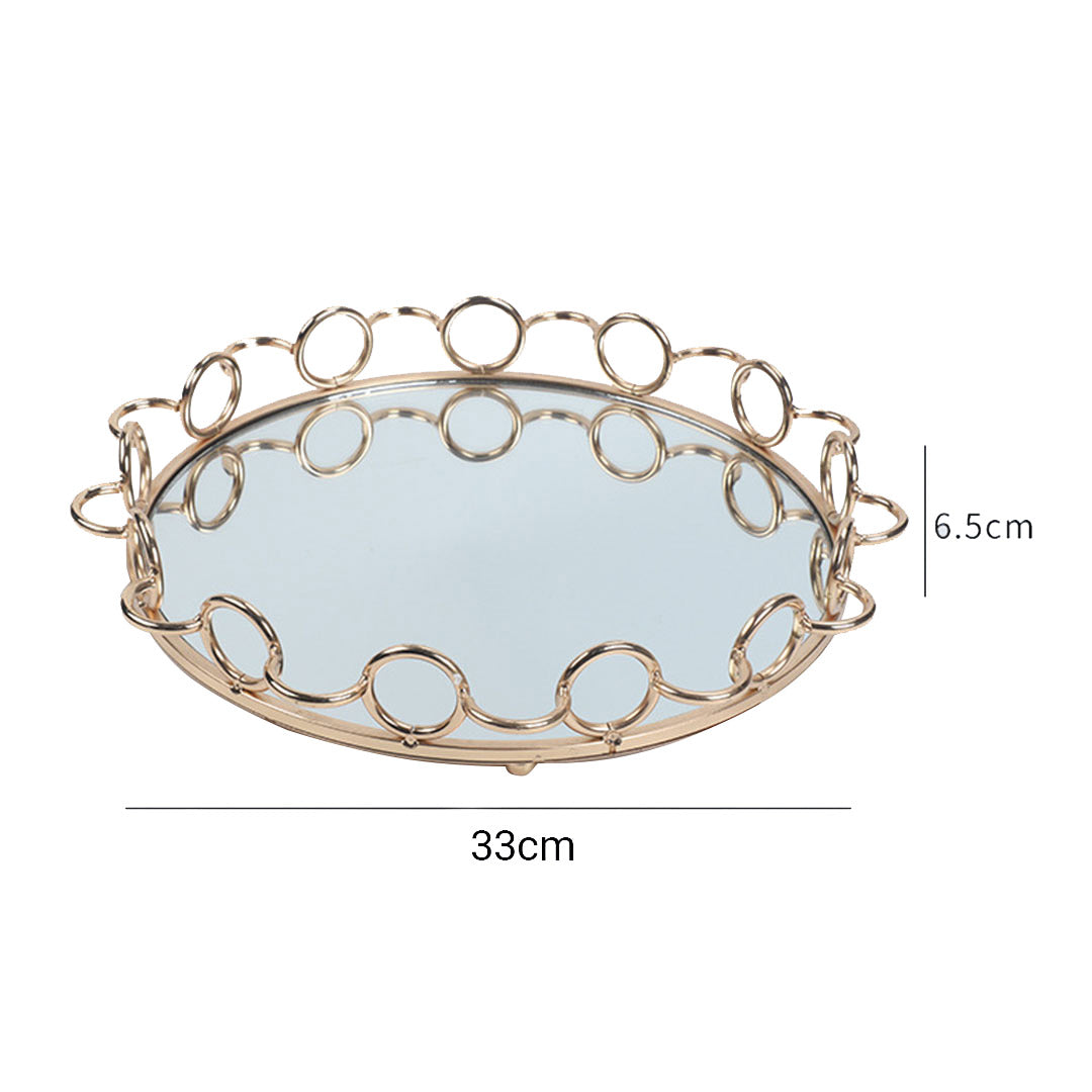33cm Round Vanity Tray Organiser with Handles
