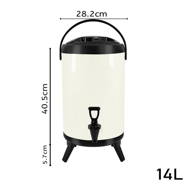 14L Stainless Steel Milk Tea Barrel with Faucet White