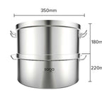 2 Tier Commercial 304 Stainless Steel Steamer 35*22cm