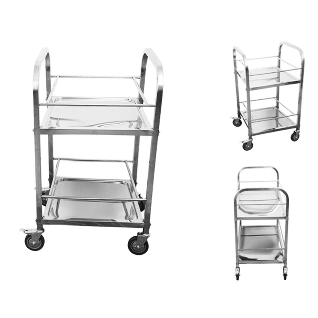 2 Tier Stainless Steel Utility Cart Square 500x500x950