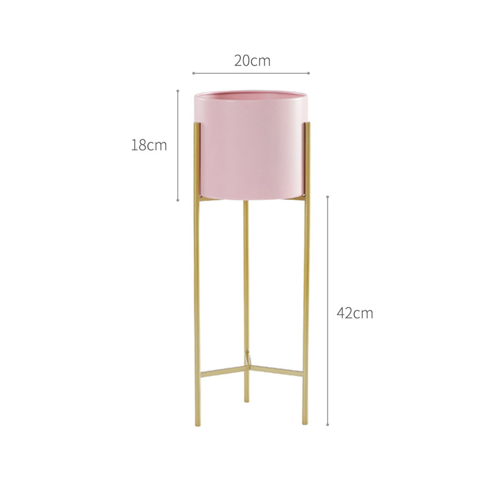 42CM Pink Metal Tiered Plant Pots Holders Foldable Rack