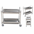 2 Tier Stainless Steel Utility Cart 85x45x90cm Medium