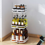 3 Tier White Square Multi-Function Kitchen Seasoning Organiser Shelf