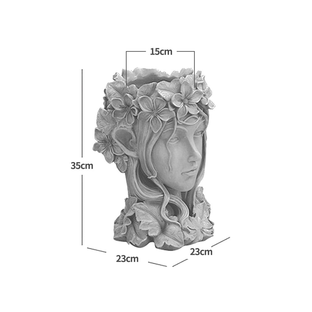 Resin Flower Pot Decor Grey