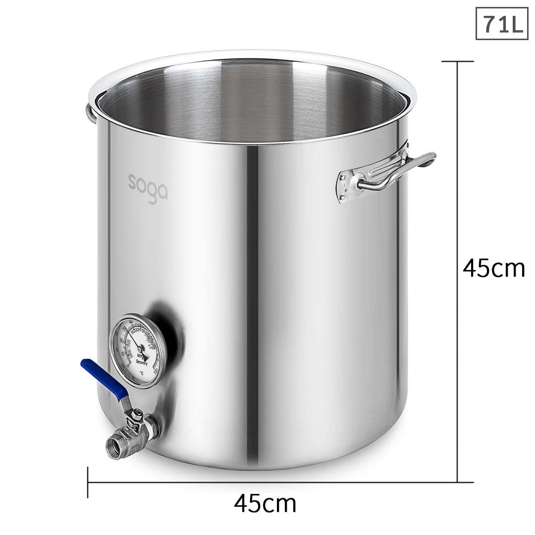 SOGA Stainless Steel 71L Brewery Pot No Lid 45*45cm