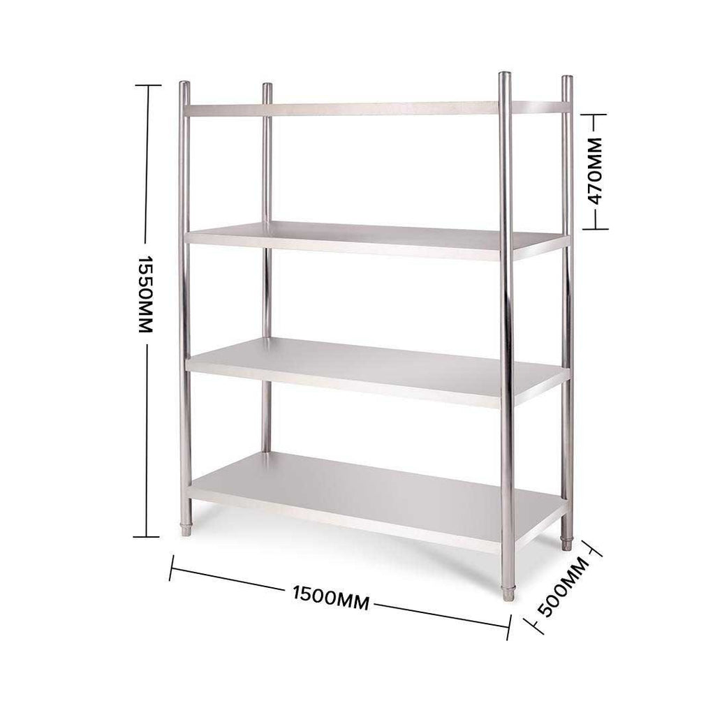 4 Tier Stainless Steel Display Shelf 150CM