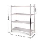 4 Tier Stainless Steel Display Shelf 150CM