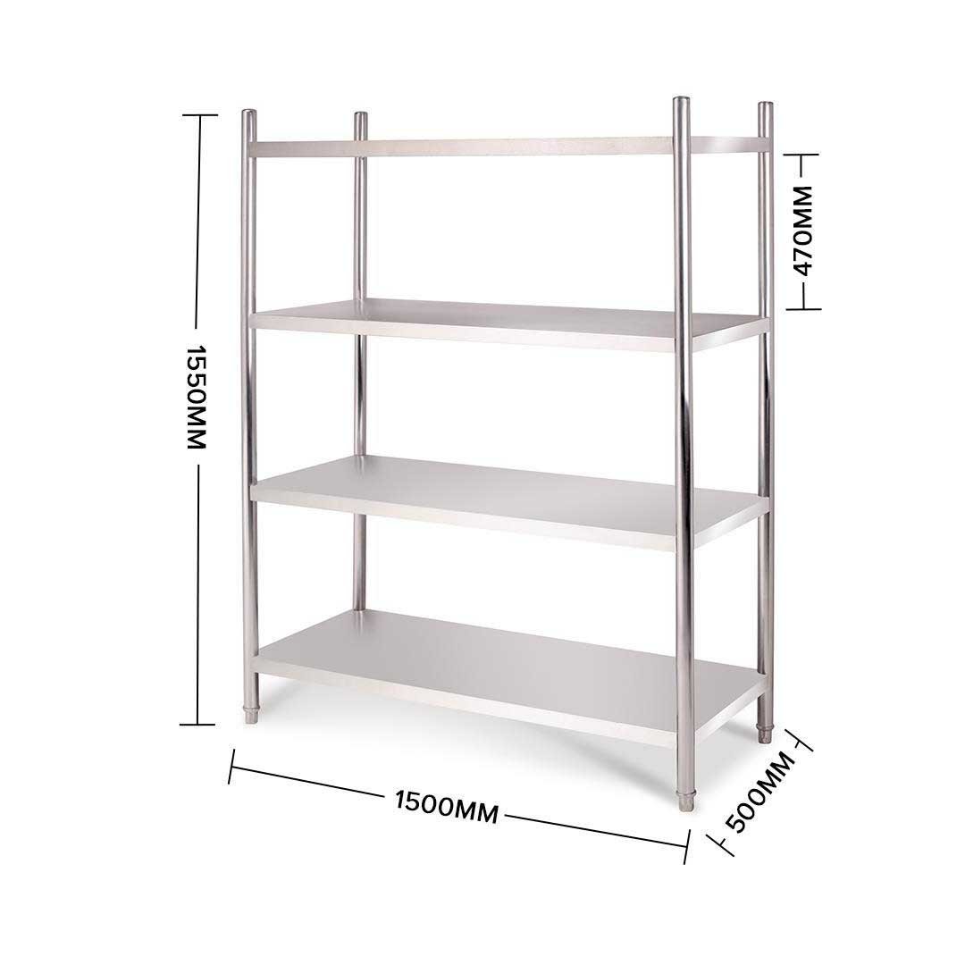 4 Tier Stainless Steel Display Shelf 150CM