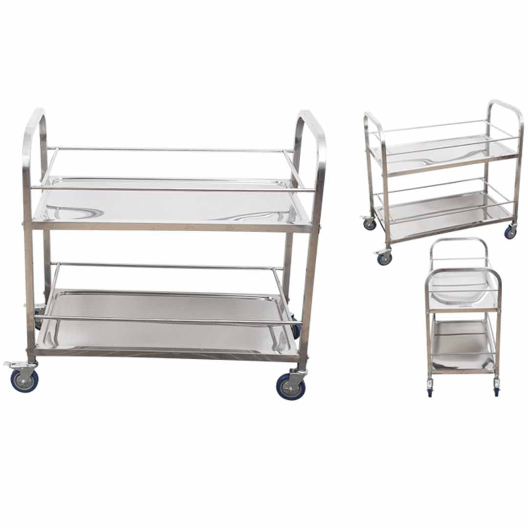 2 Tier Stainless Steel Utility Cart 85x45x90cm Medium