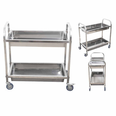 2 Tier Stainless Steel Utility Cart 75×40×83cm Small