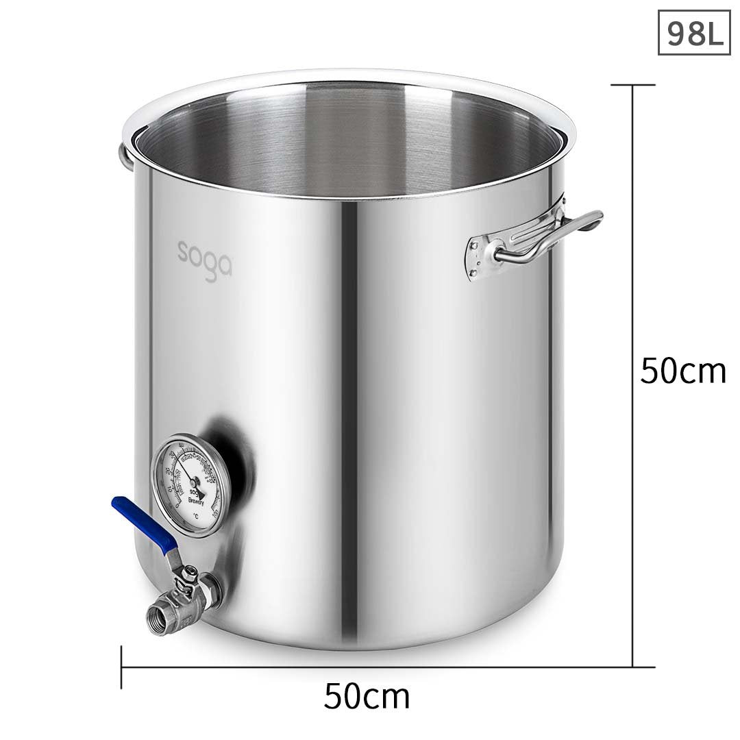 SOGA Stainless Steel 98L Brewery Pot No Lid 50*50cm