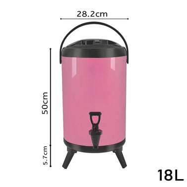 18L Stainless Steel Milk Tea Barrel with Faucet Pink