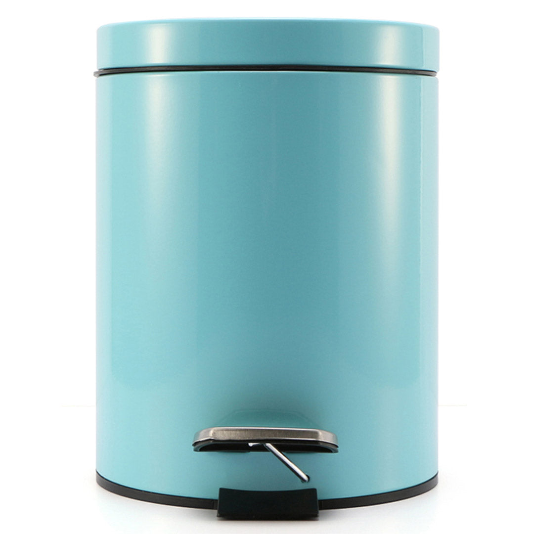 Foot Pedal Stainless Steel Trash Bin Round 7L Blue