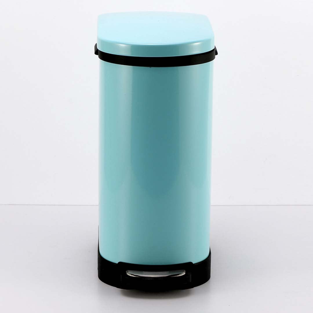 Foot Pedal Stainless Steel Trash Bin 10L U Blue