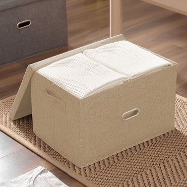 Beige Small Foldable Canvas Storage Box