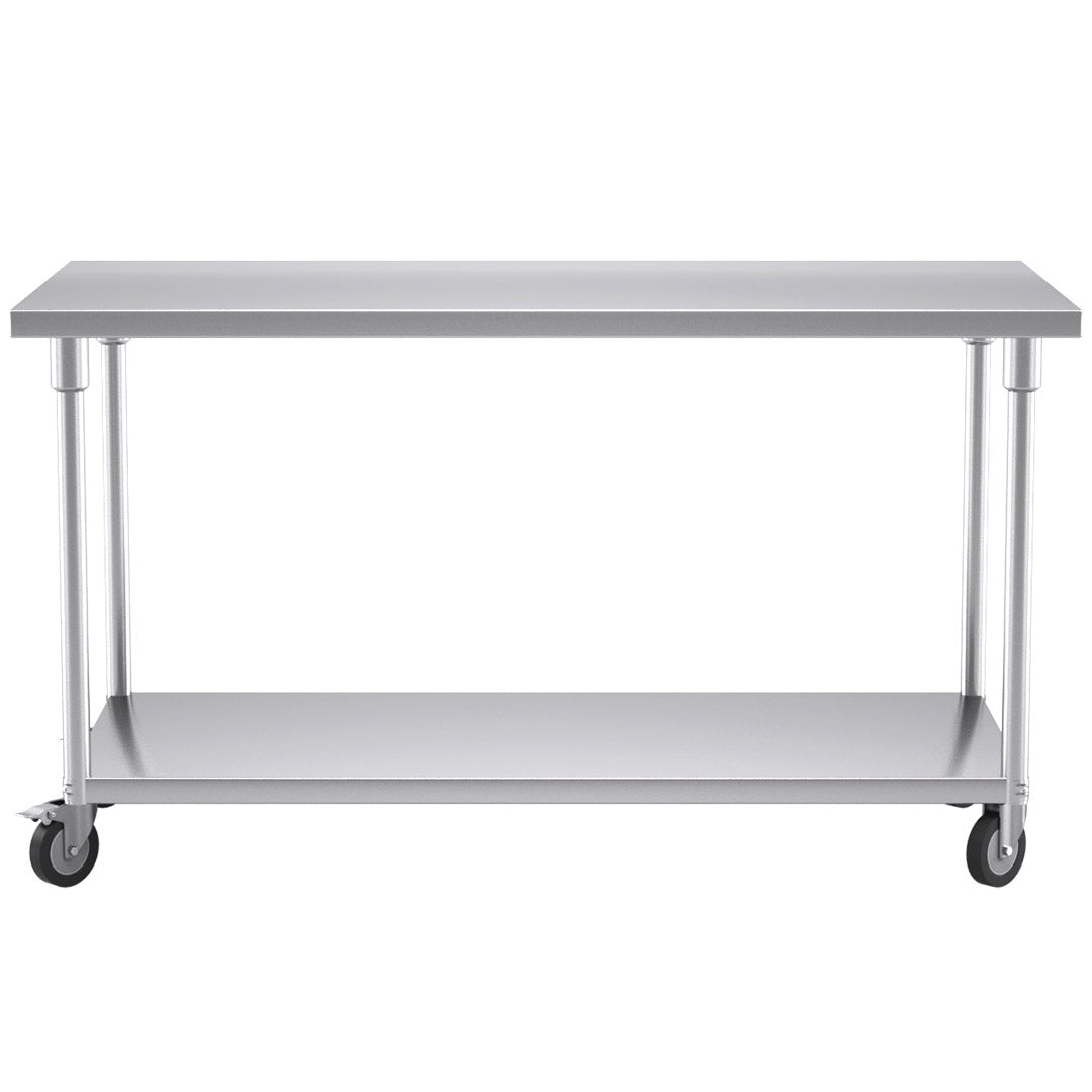 150cm Commercial Kitchen Stainless Steel Work Bench with Wheels
