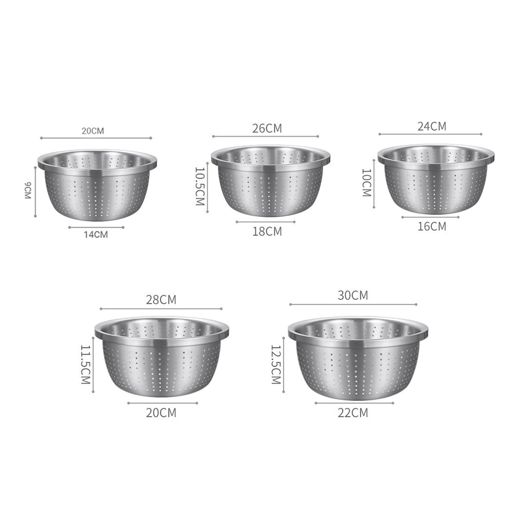 SOGA Stainless Steel Metal Basket Strainer 5PCS Set A