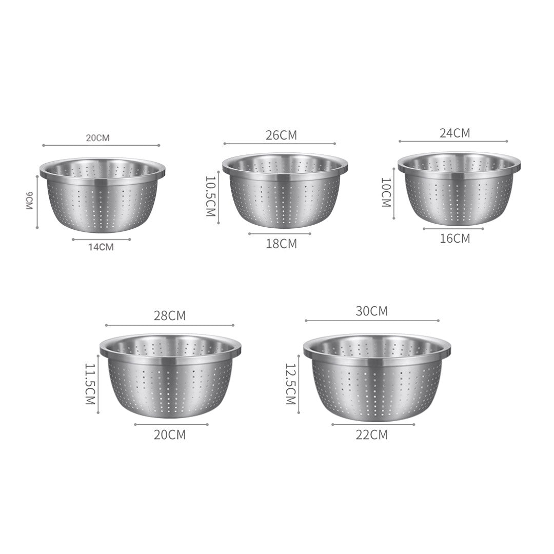 SOGA Stainless Steel Metal Basket Strainer 5PCS Set A