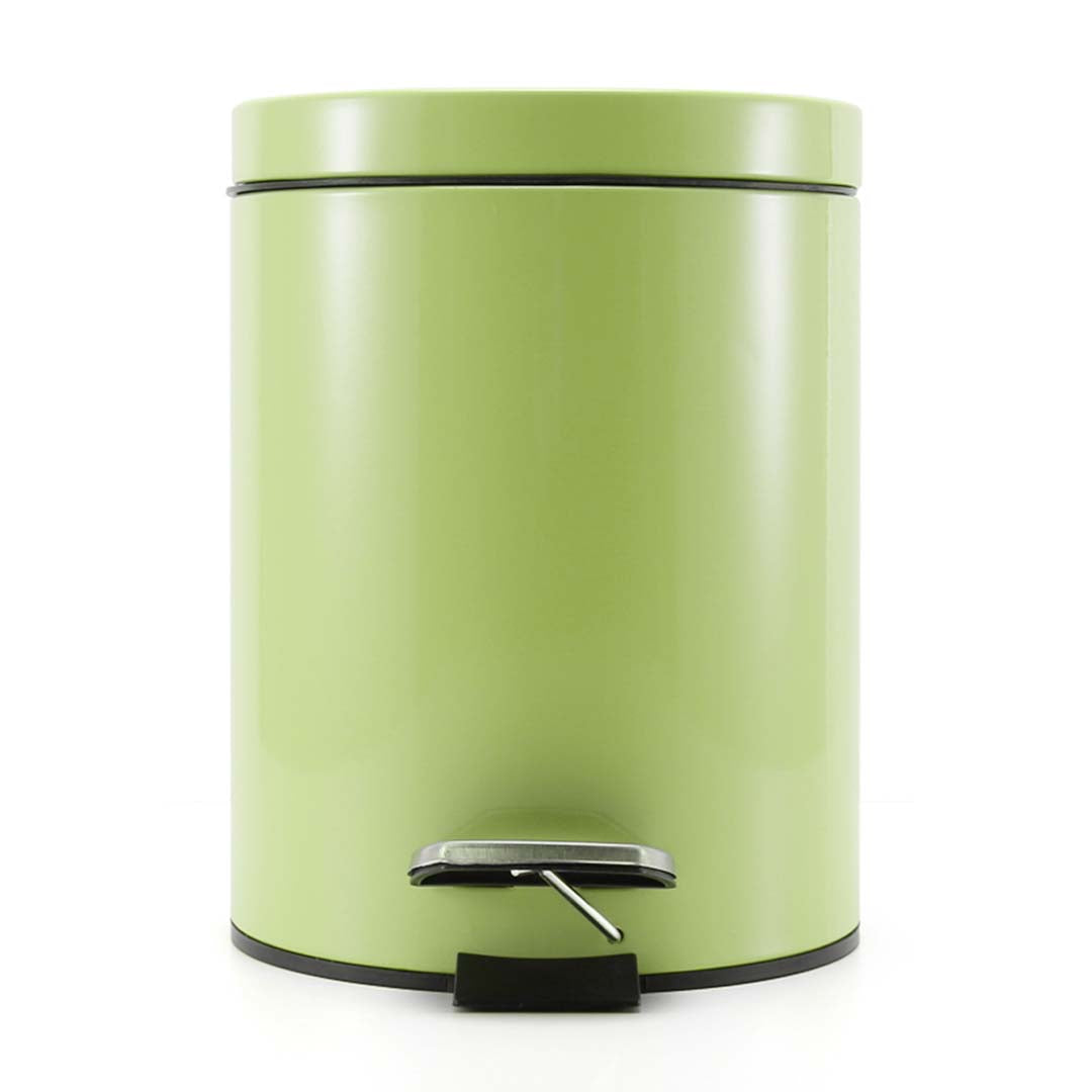 Foot Pedal Stainless Steel Trash Bin Round 12L Green