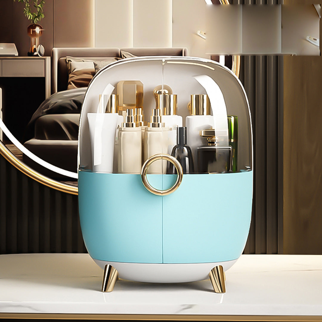Blue Transparent Countertop Cosmetic Storage